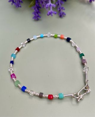 Pulsera plata 950 Murano multicolor