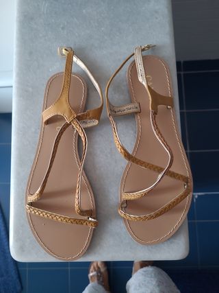 Sandali bassi oro/marrone n.37