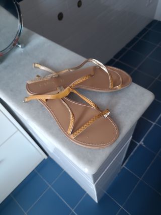 Sandali bassi oro/marrone n.37