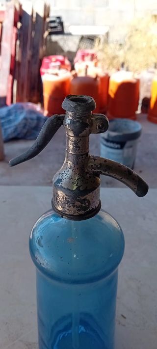 Sifón antiguo azul