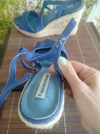Francesco Milano - Sandali zeppa corda blu 39