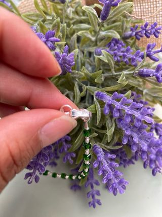 Pulsera plata peruana  950 Murano verde