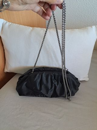 Bolso para salir de fiesta negro - Cadena plata
