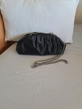 Bolso para salir de fiesta negro - Cadena plata