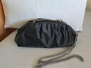 Bolso para salir de fiesta negro - Cadena plata
