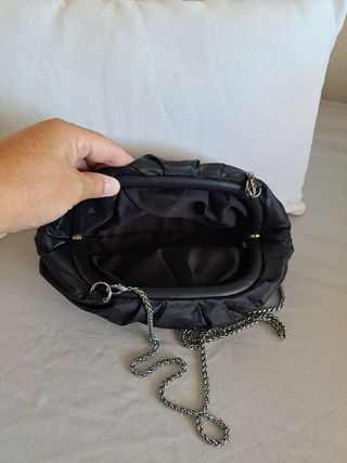Bolso para salir de fiesta negro - Cadena plata