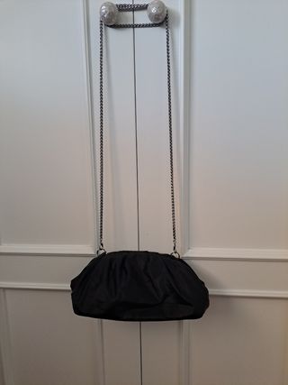 Bolso para salir de fiesta negro - Cadena plata