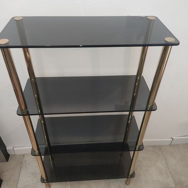 Estantería vintage cristal negro-dorado