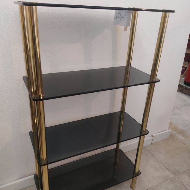 Estantería vintage cristal negro-dorado