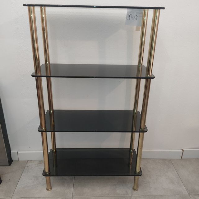 Estantería vintage cristal negro-dorado