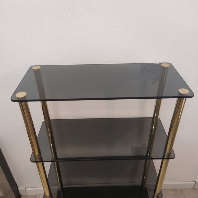 Estantería vintage cristal negro-dorado