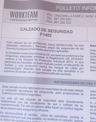 REGALO GAFAS.Zapatos seguridad WORKTEAM P1402 