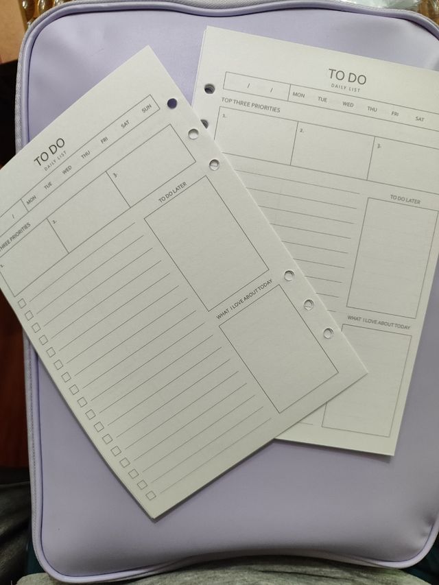 Recambios hojas TO DO - Planificador