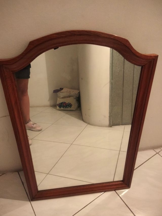 Espejo madera marrón estilo vintage