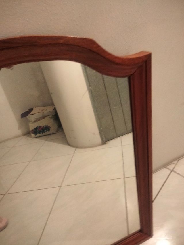 Espejo madera marrón estilo vintage