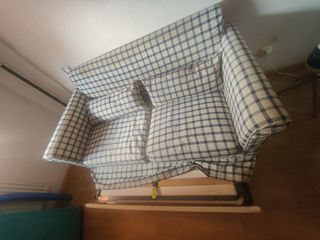 Sofá cama - Azul y beige