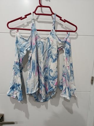 Blusa Hollister S - Azul/Rosa