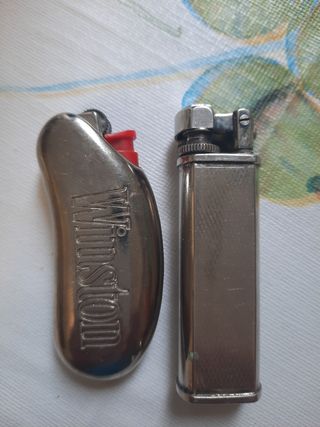 2 mecheros antiguos plata