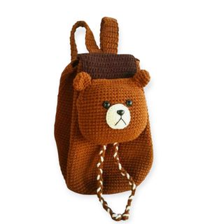 Mochila tejida oso marrón