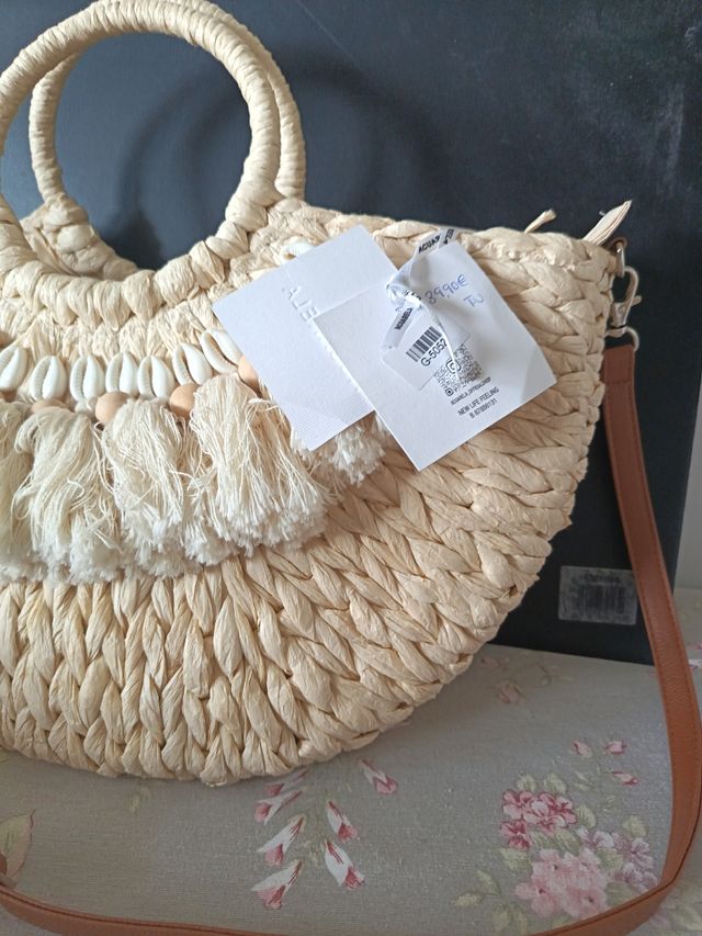 Bolso paja beige - nuevo