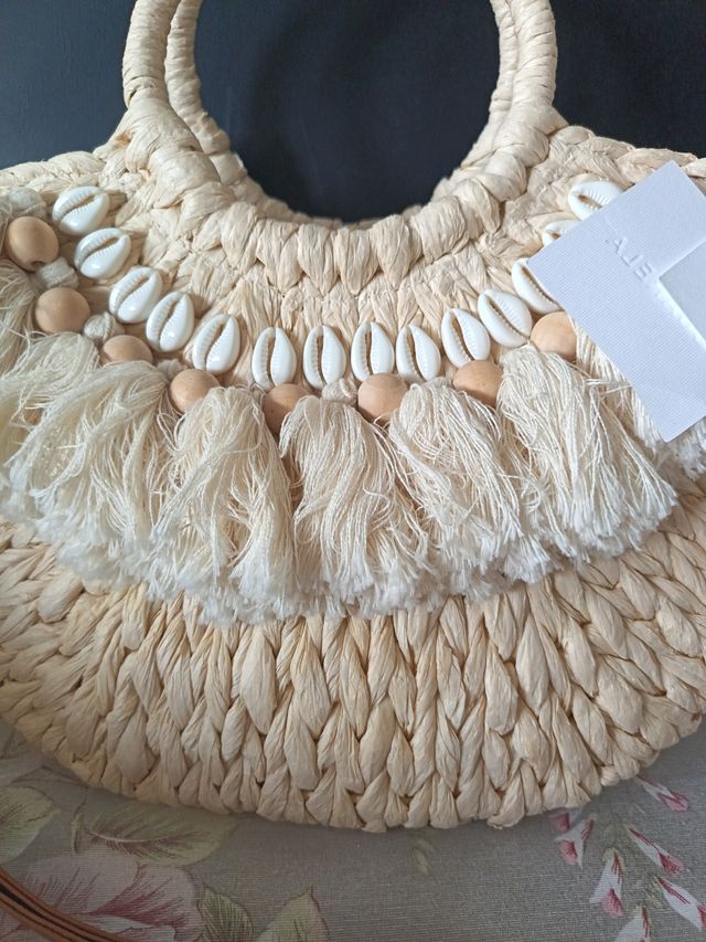 Bolso paja beige - nuevo