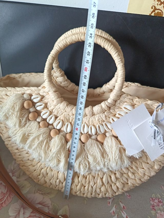Bolso paja beige - nuevo