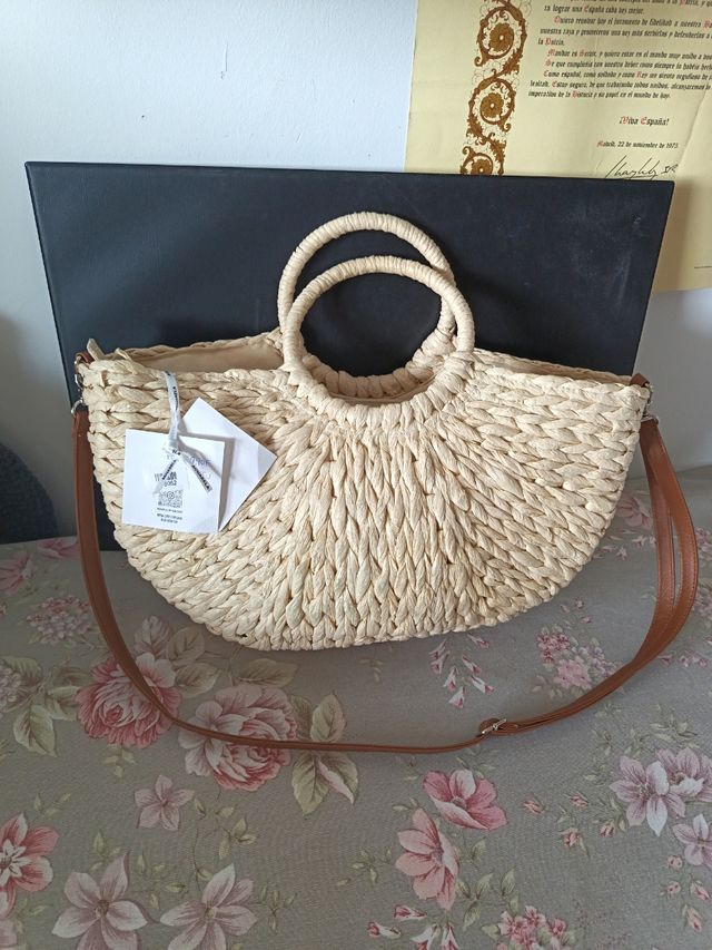 Bolso paja beige - nuevo