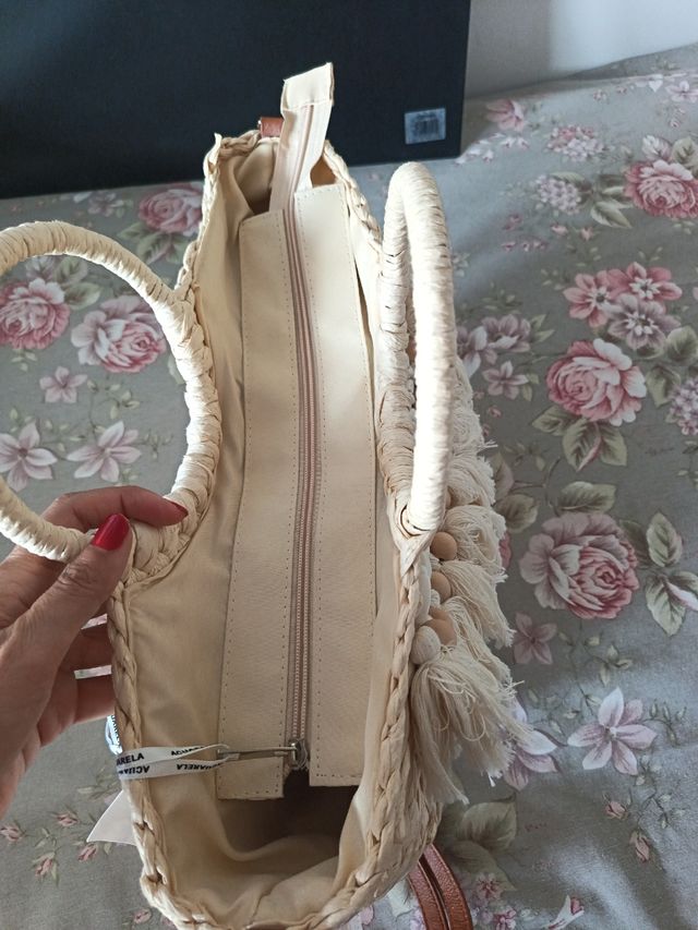 Bolso paja beige - nuevo