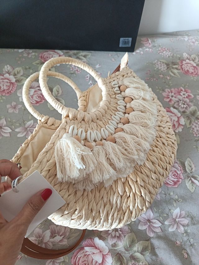 Bolso paja beige - nuevo