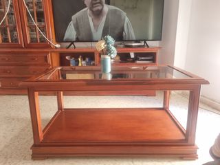 Mesa centro madera maciza cristal