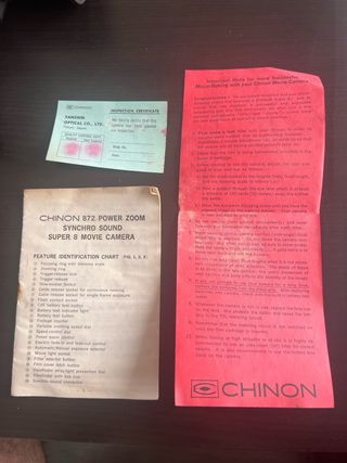 Chinon 872 Super 8: Cámara + Manuales