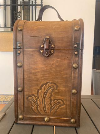 Caja madera vintage 2 botellas