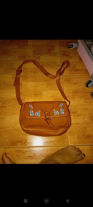 Bolso Lefties marrón - flores azules