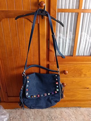Bolso gran capacidad, bandolera o de hombro, azul 
