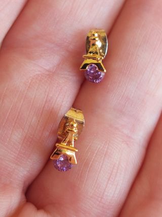 Pendientes baño  oro 18k | Torre Eiffel