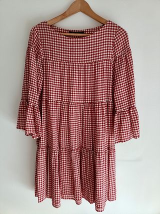 Vestido Zara cuadros vichy rojo