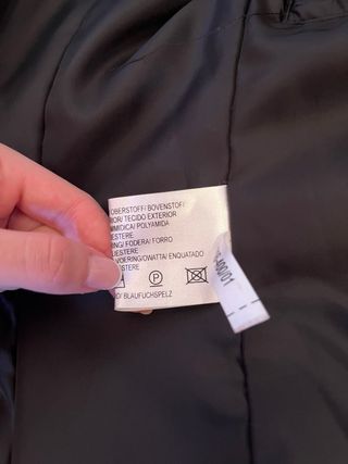 Abrigo acolchado negro piel zorro azul - Talla M
