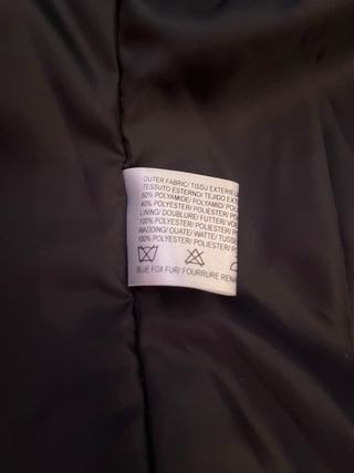 Abrigo acolchado negro piel zorro azul - Talla M