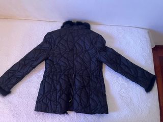 Abrigo acolchado negro piel zorro azul - Talla M