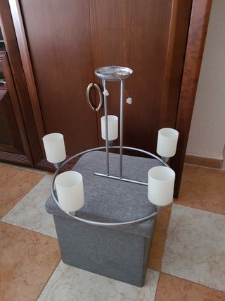 Lámpara techo 5 luces acero