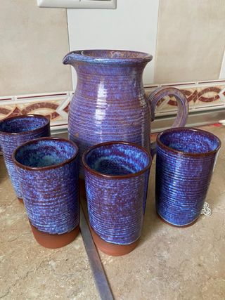 Jarra y 4 vasos vintage