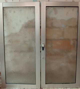 Ventanas aluminio gris correderas con premarco .