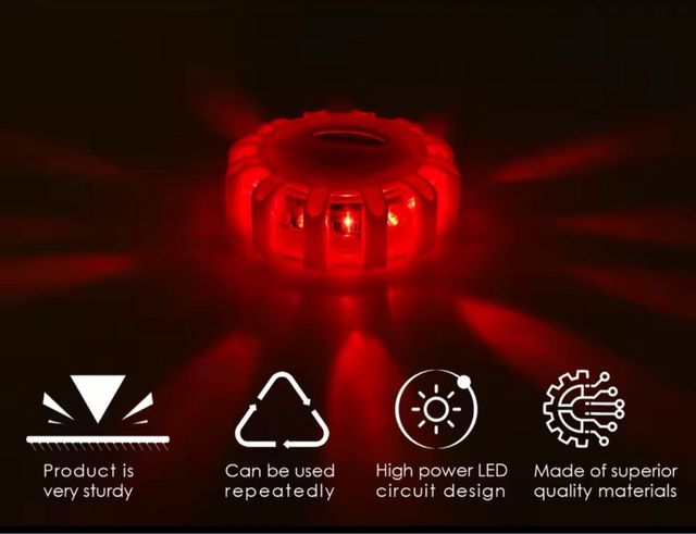 Segnale di emergenza LED con magnete e torcia incluso