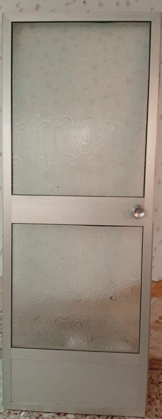 Puerta aluminio gris - 2 cristales