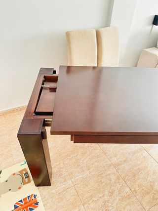 Mesa comedor madera marrón - 6 sillas