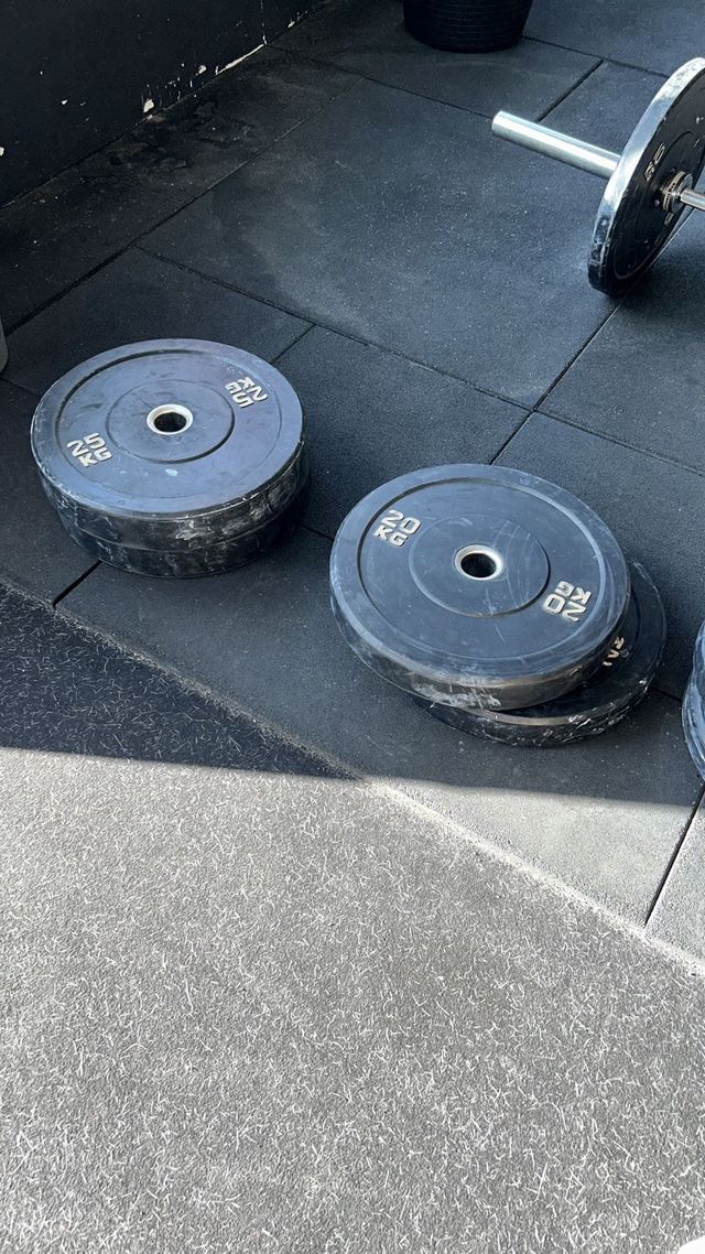Dischi paraurti olimpici che ho di vari pesi