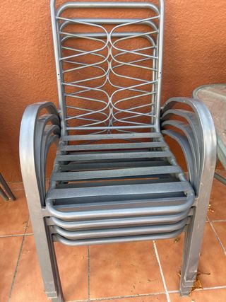 4 sillas jardín metal gris