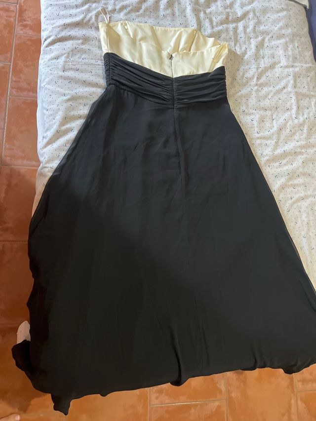 Vestido largo blanco&negro T42