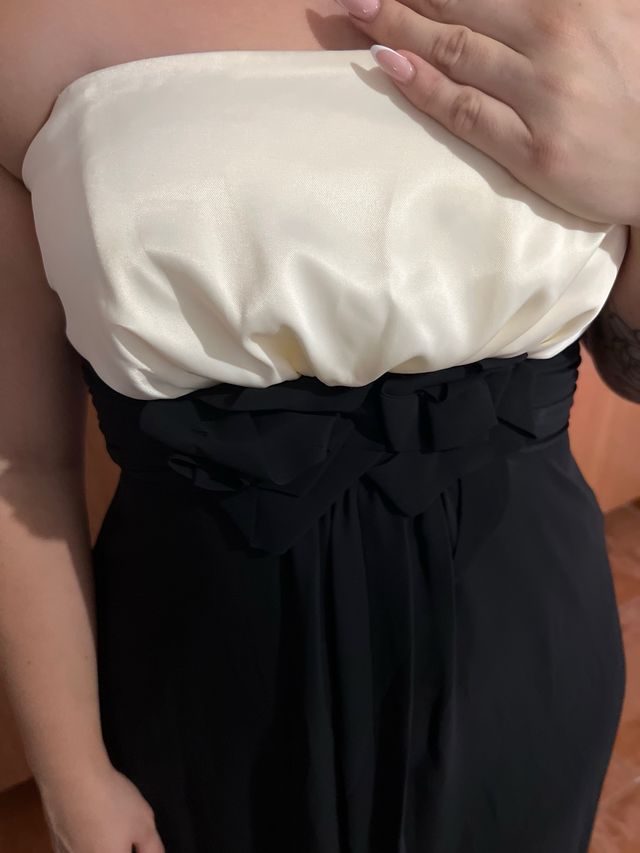 Vestido largo blanco&negro T42