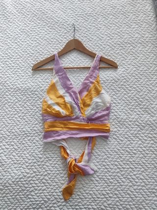 Top Zara rayas amarillo-morado
